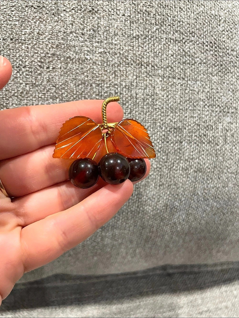 Cherry Brooch in Brown & Orange